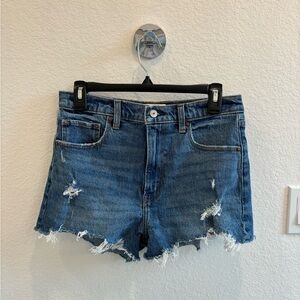 Abercrombie & Fitch Mom Short High Rise Jean Short, Dark Denim, Size 28